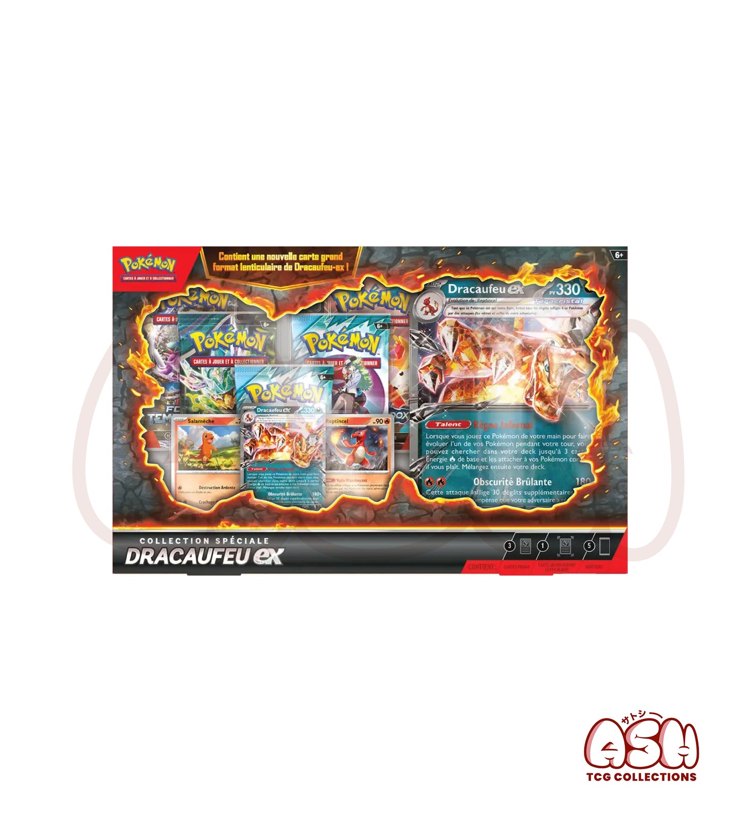 Coffret Pokémon Collection Spéciale Dracaufeu EX – 5 Boosters + 3 Cartes Promos