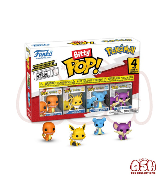 Funko Pop! Bitty Pokémon – Pack de 4 : Salamèche, Voltali, Lokhlass & Rattata