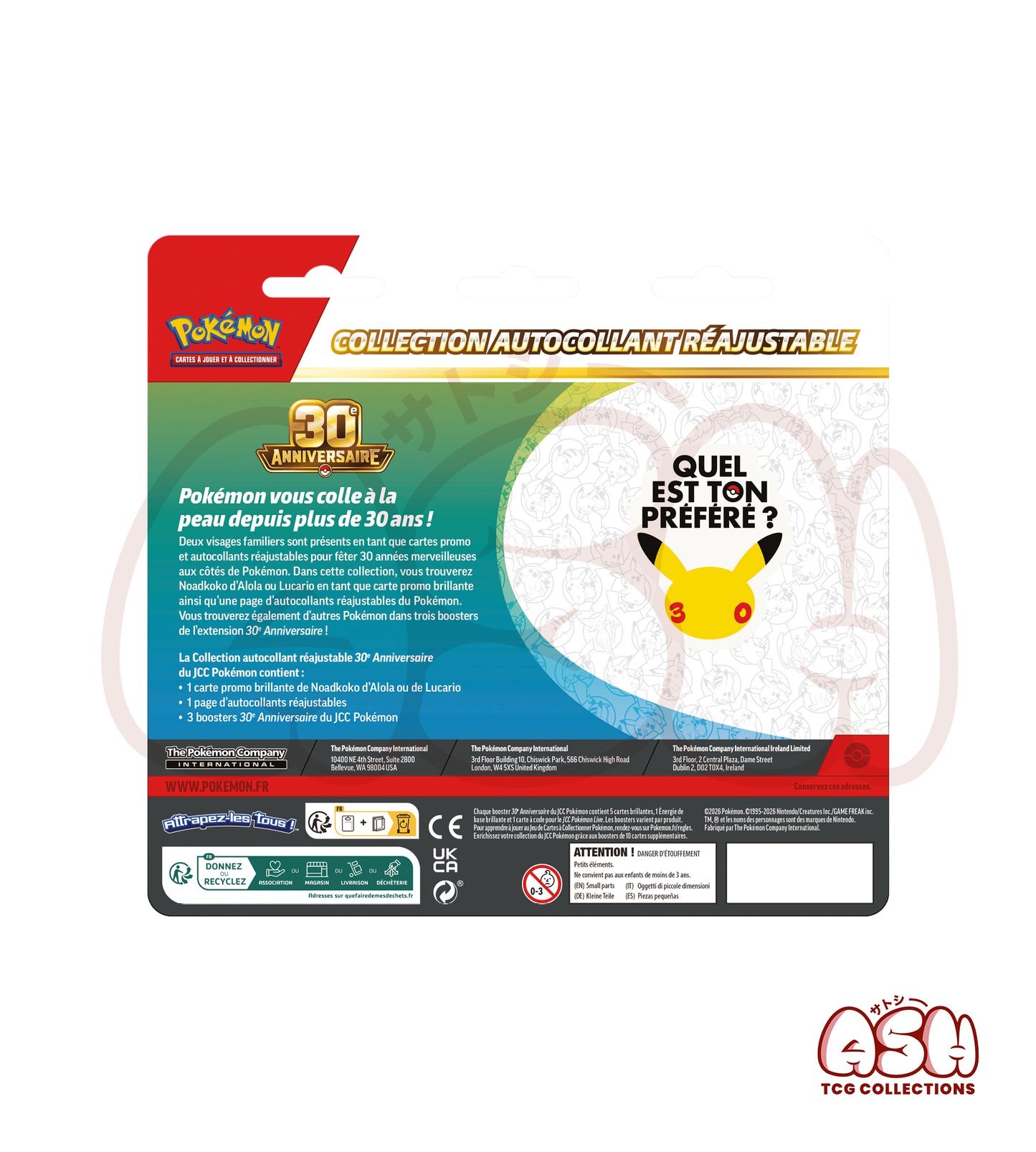 Tripack Pokémon Noadkoko d'Alola 30e Anniversaire dos