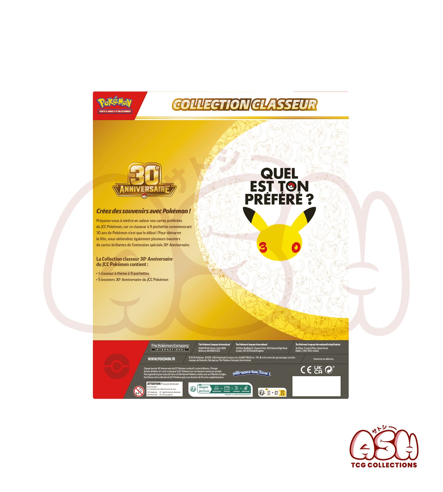 Coffret Collection Classeur Pokémon 30 ans dos