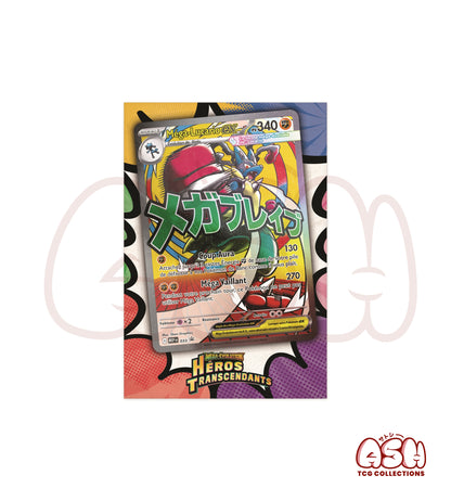 Coffret Pokémon Collection Poster Premium Méga-Lucario – Héros Transcendants ME02.5 – 10 Boosters