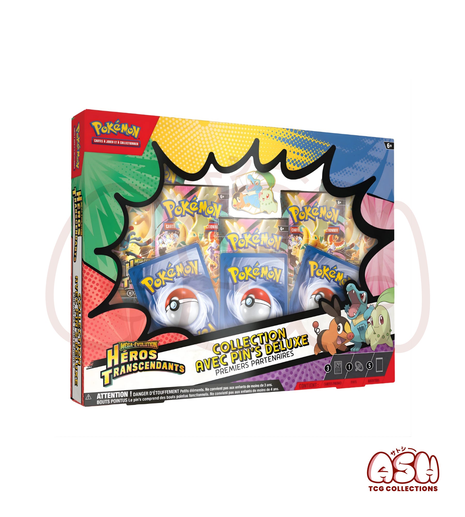 Coffret Pokémon Collection Pin's Premiers Partenaires Héros Transcendants ME2.5 face