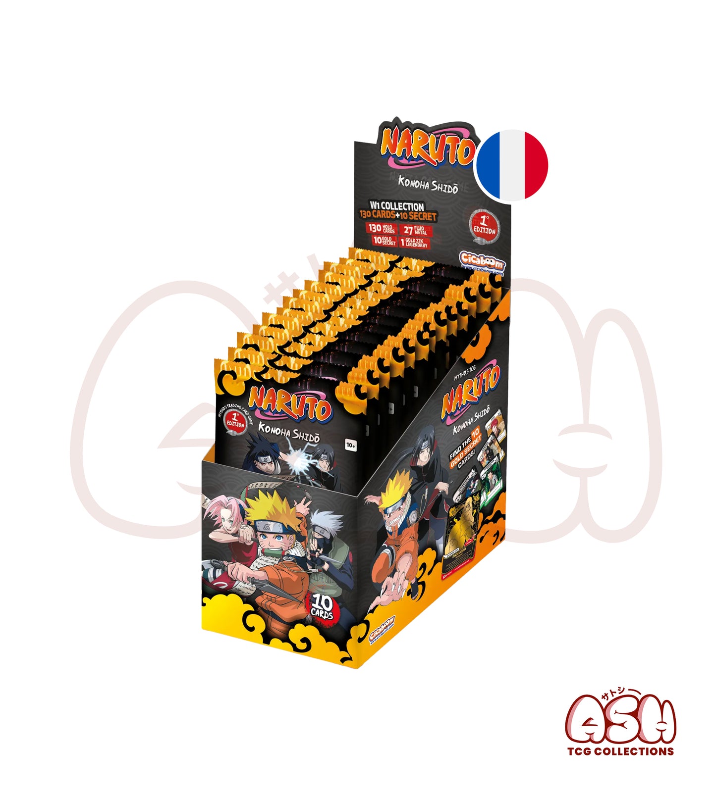 Display Naruto Mythos TCG Premier set 2e édition français face