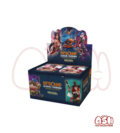 Display Riftbound TCG français sous différents angles avec boosters scellés