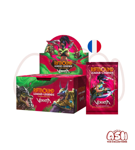 Display et Booster Riftbound Vendetta LoL français face
