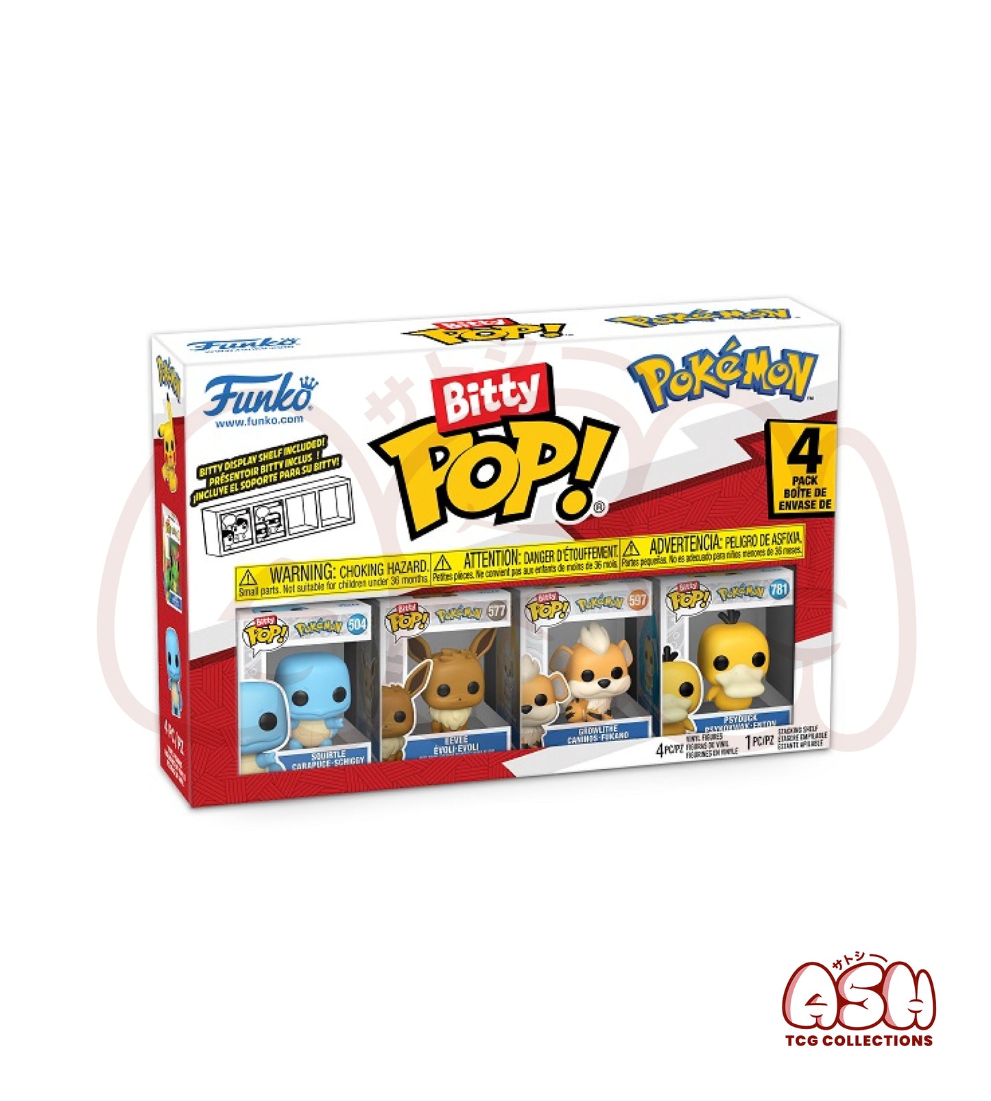 Funko Pop! Bitty Pokémon – Pack de 4 : Carapuce, Évoli, Caninos & Psykokwak