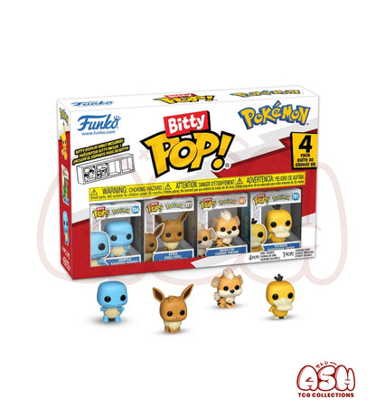 Funko Pop! Bitty Pokémon – Pack de 4 : Carapuce, Évoli, Caninos & Psykokwak