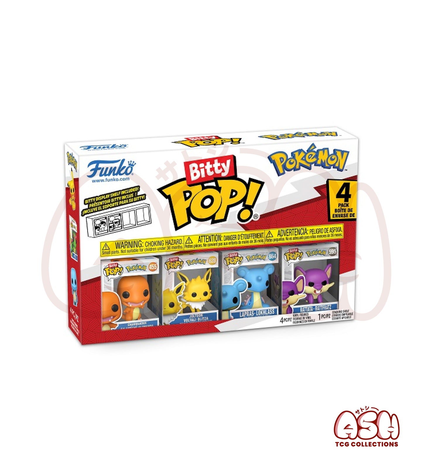 Funko Pop! Bitty Pokémon – Pack de 4 : Salamèche, Voltali, Lokhlass & Rattata